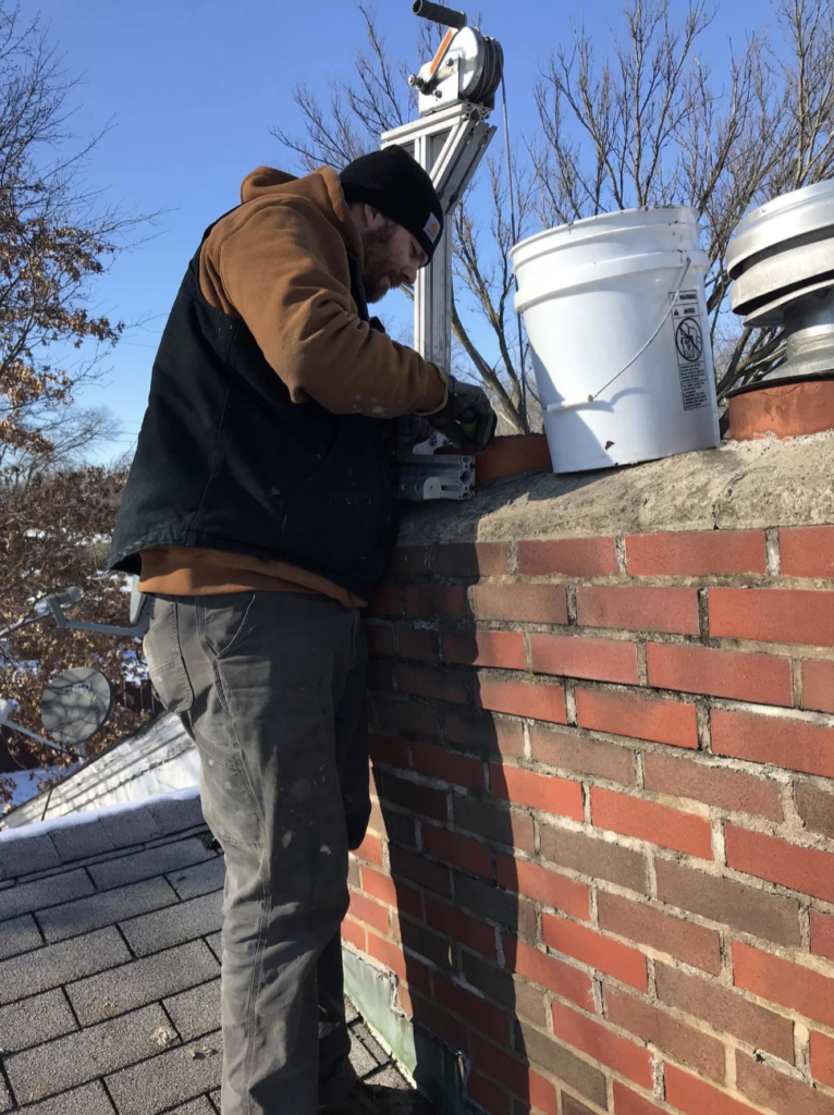 Chimney Repair in Progress - St. Louis MO - SirVent STL Chimney & Venting Service